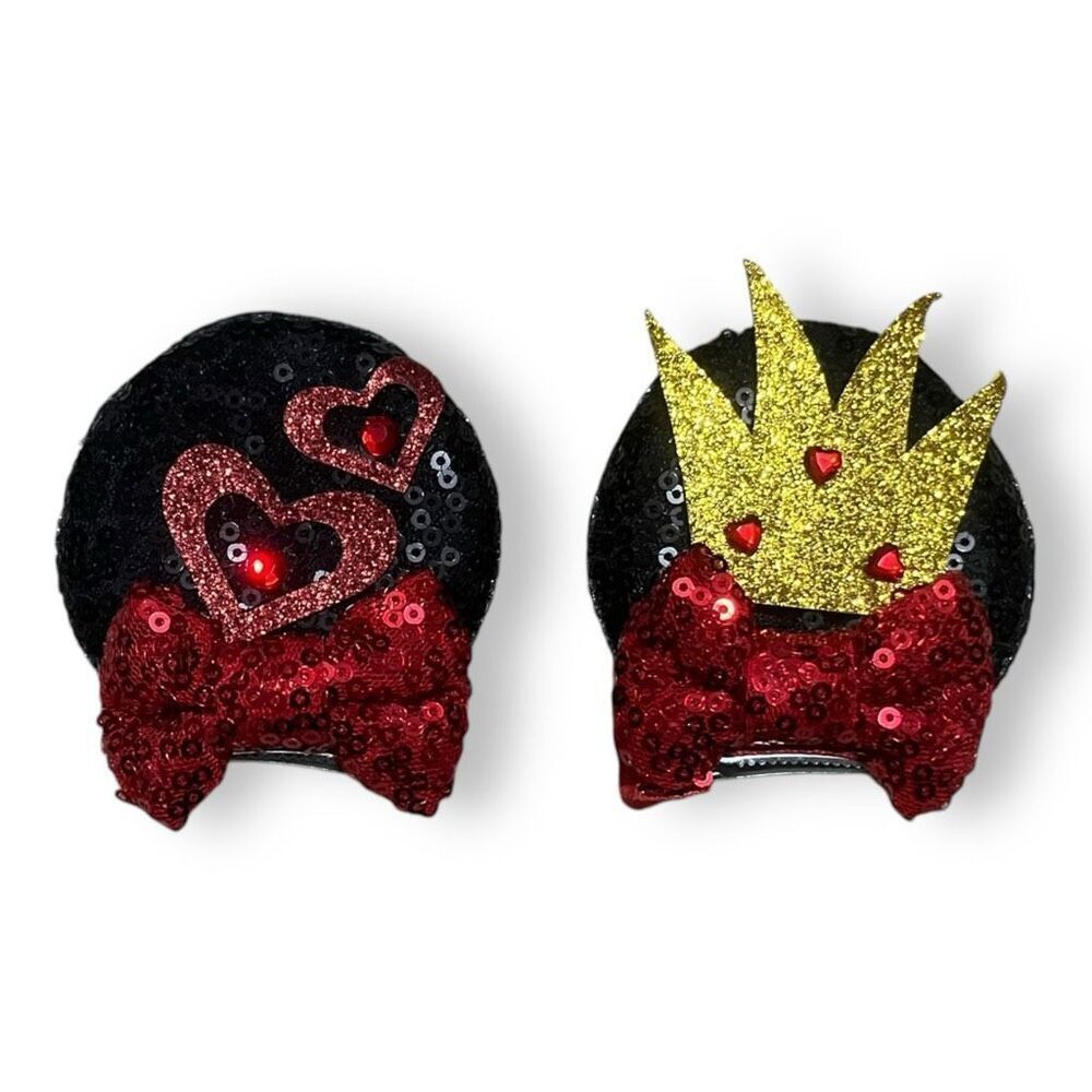 New Disney Inspired Red Sequin Bow Mouse Ears Hair Clips Barrettes